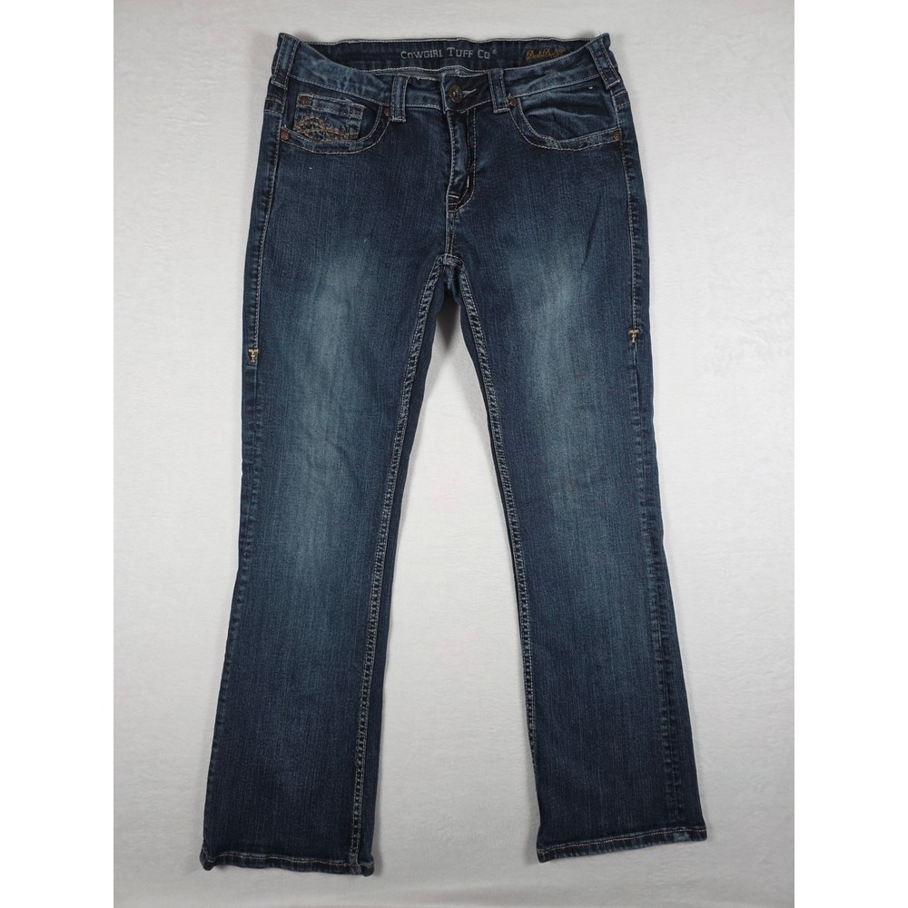 Cowgirl Tuff Co Jeans Don't Fence Me In Bootcut Dark Wash 30x30 Western Rodeo